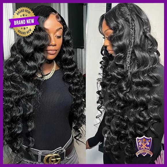 28 Inch Human Hair Lace Front Wig Loose Wave 250 Density Pre Plucked